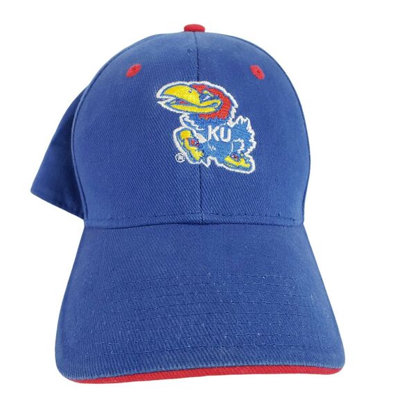 Kansas Jayhawks Hat Cap Blue Jayhawk Signatures Adjustable NCAA Licensed - Picture 1 of 7